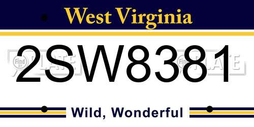 2SW8381 West Virginia License Plate