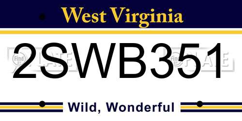 2SWB351 West Virginia License Plate