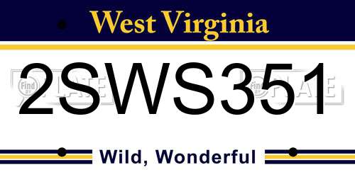 2SWS351 West Virginia License Plate