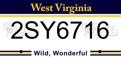 2SY6716 West Virginia License Plate