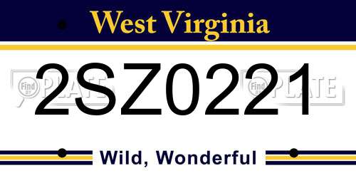 2SZ0221 West Virginia License Plate