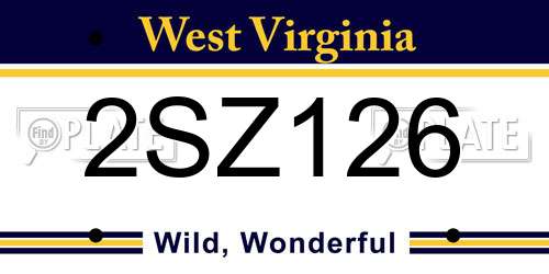 2SZ126 West Virginia License Plate