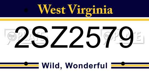 2SZ2579 West Virginia License Plate