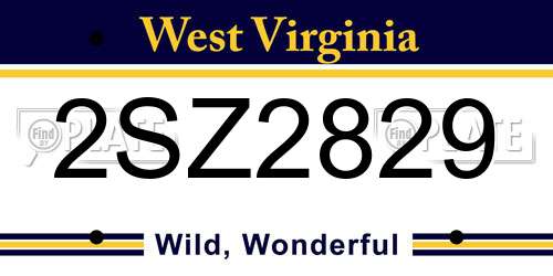 2SZ2829 West Virginia License Plate