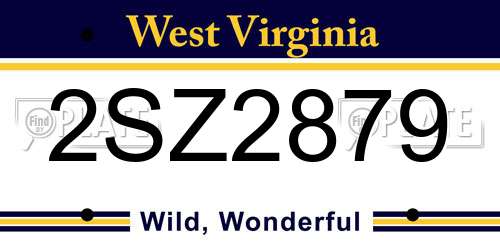 2SZ2879 West Virginia License Plate