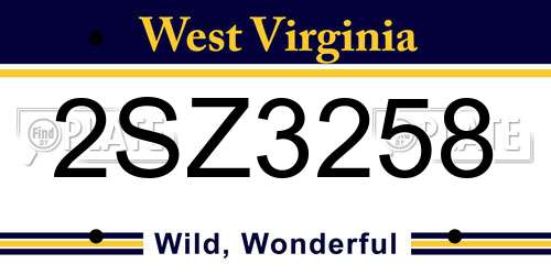 2SZ3258 West Virginia License Plate