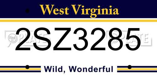 2SZ3285 West Virginia License Plate