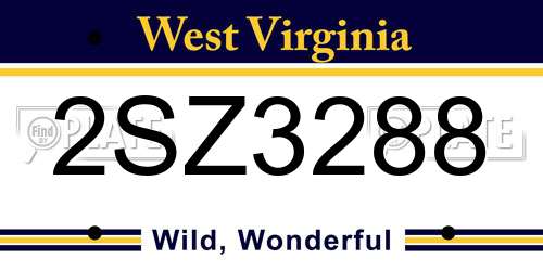 2SZ3288 West Virginia License Plate