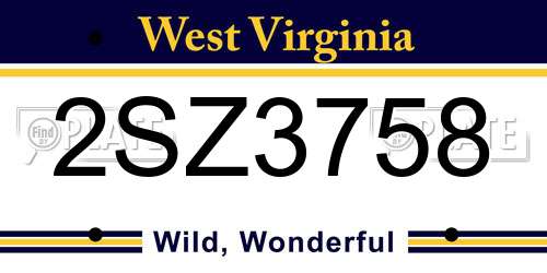 2SZ3758 West Virginia License Plate