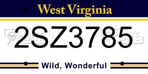 2SZ3785 West Virginia License Plate