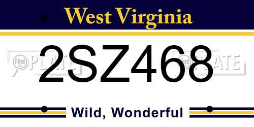 2SZ468 West Virginia License Plate