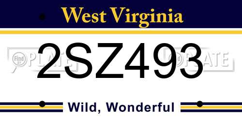 2SZ493 West Virginia License Plate