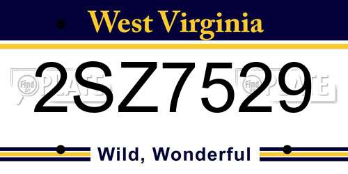 2SZ7529 West Virginia License Plate
