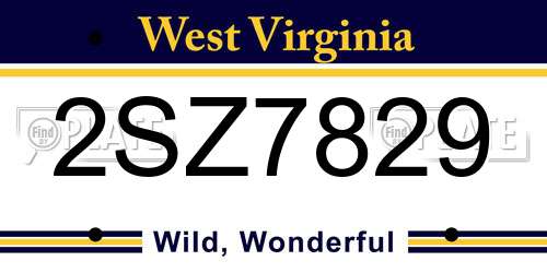 2SZ7829 West Virginia License Plate