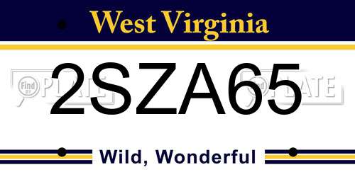 2SZA65 West Virginia License Plate
