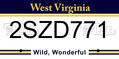 2SZD771 West Virginia License Plate