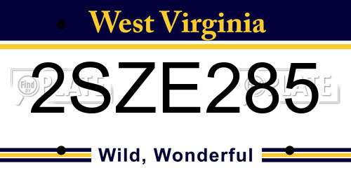 2SZE285 West Virginia License Plate