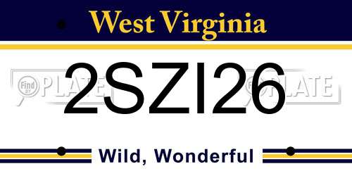 2SZI26 West Virginia License Plate