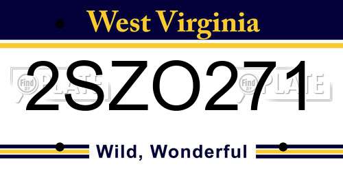2SZO271 West Virginia License Plate