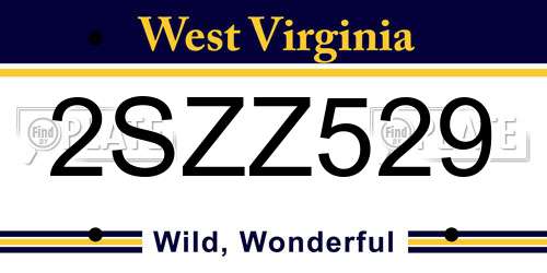 2SZZ529 West Virginia License Plate