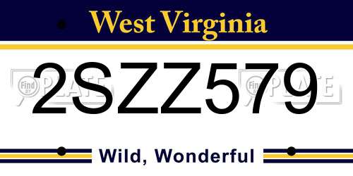 2SZZ579 West Virginia License Plate