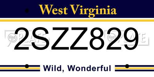 2SZZ829 West Virginia License Plate