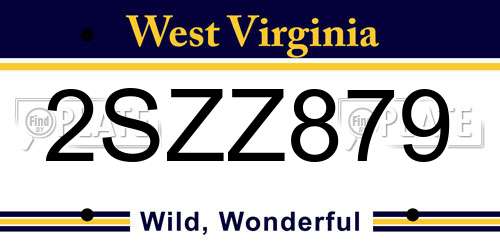2SZZ879 West Virginia License Plate