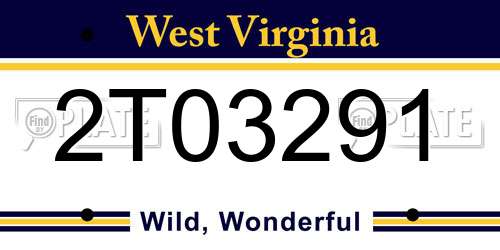 2T03291 West Virginia License Plate
