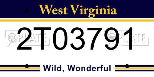 2T03791 West Virginia License Plate