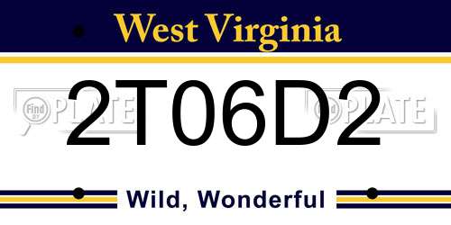 2T06D2 West Virginia License Plate