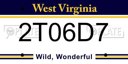 2T06D7 West Virginia License Plate