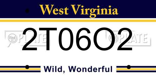 2T06O2 West Virginia License Plate