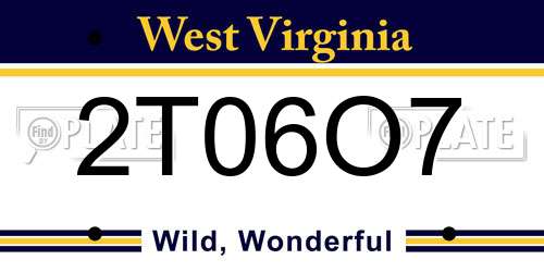 2T06O7 West Virginia License Plate