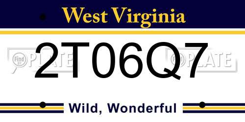 2T06Q7 West Virginia License Plate
