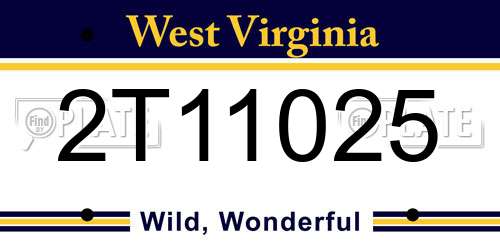 2T11025 West Virginia License Plate