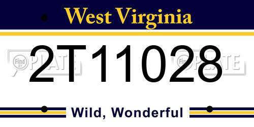 2T11028 West Virginia License Plate