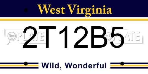 2T12B5 West Virginia License Plate