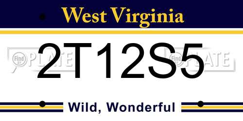 2T12S5 West Virginia License Plate