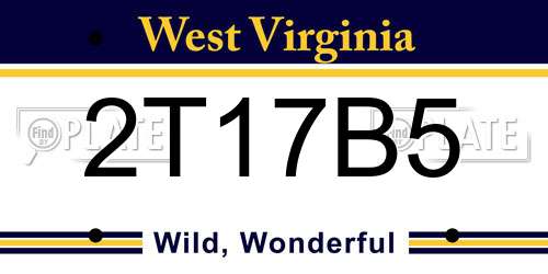 2T17B5 West Virginia License Plate