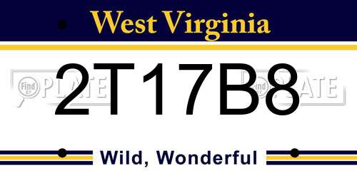 2T17B8 West Virginia License Plate