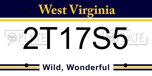 2T17S5 West Virginia License Plate