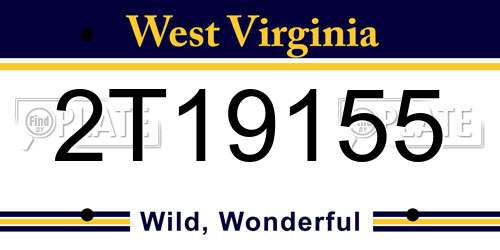 2T19155 West Virginia License Plate