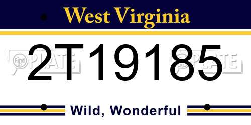 2T19185 West Virginia License Plate