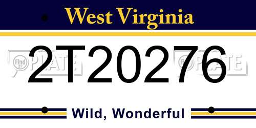 2T20276 West Virginia License Plate