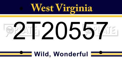 2T20557 West Virginia License Plate
