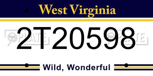 2T20598 West Virginia License Plate