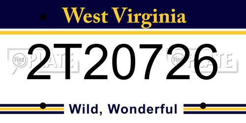 2T20726 West Virginia License Plate