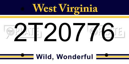 2T20776 West Virginia License Plate