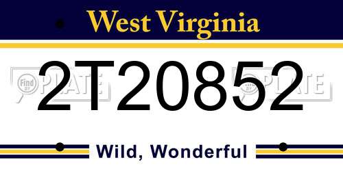 2T20852 West Virginia License Plate