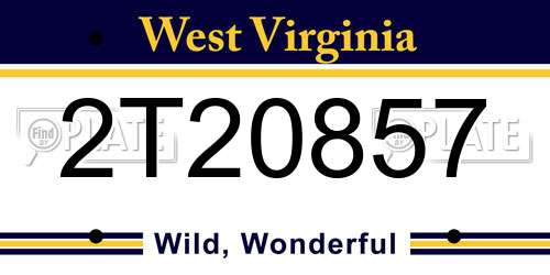 2T20857 West Virginia License Plate
